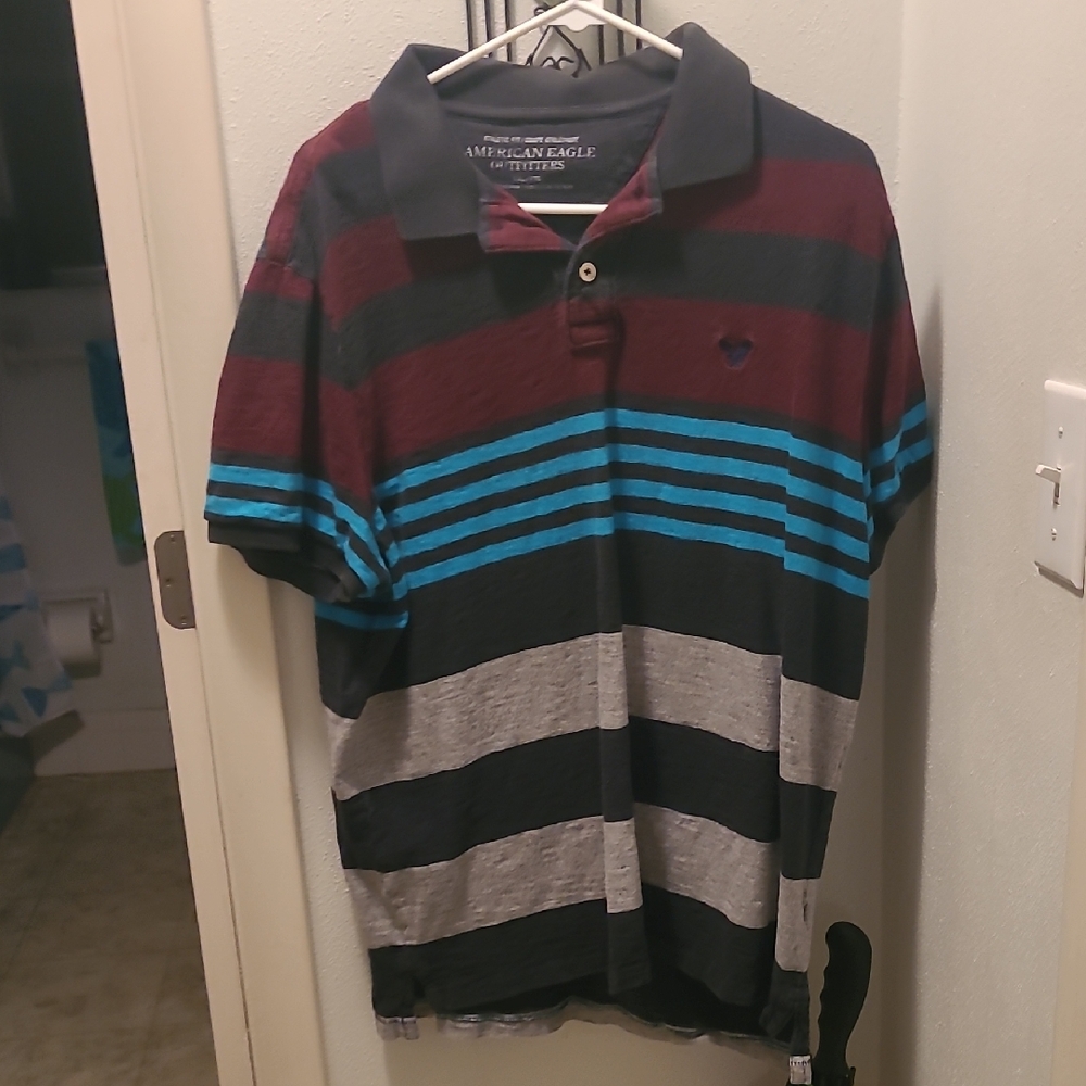 American Eagle Striped Polo Shirt